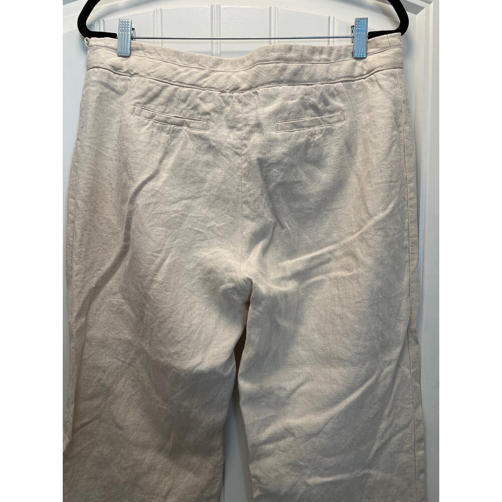 Charter Club Women’s Petite Linen Wide‎ Leg Pull-on Casual Pants Size 14 Beige - Picture 4 of 5